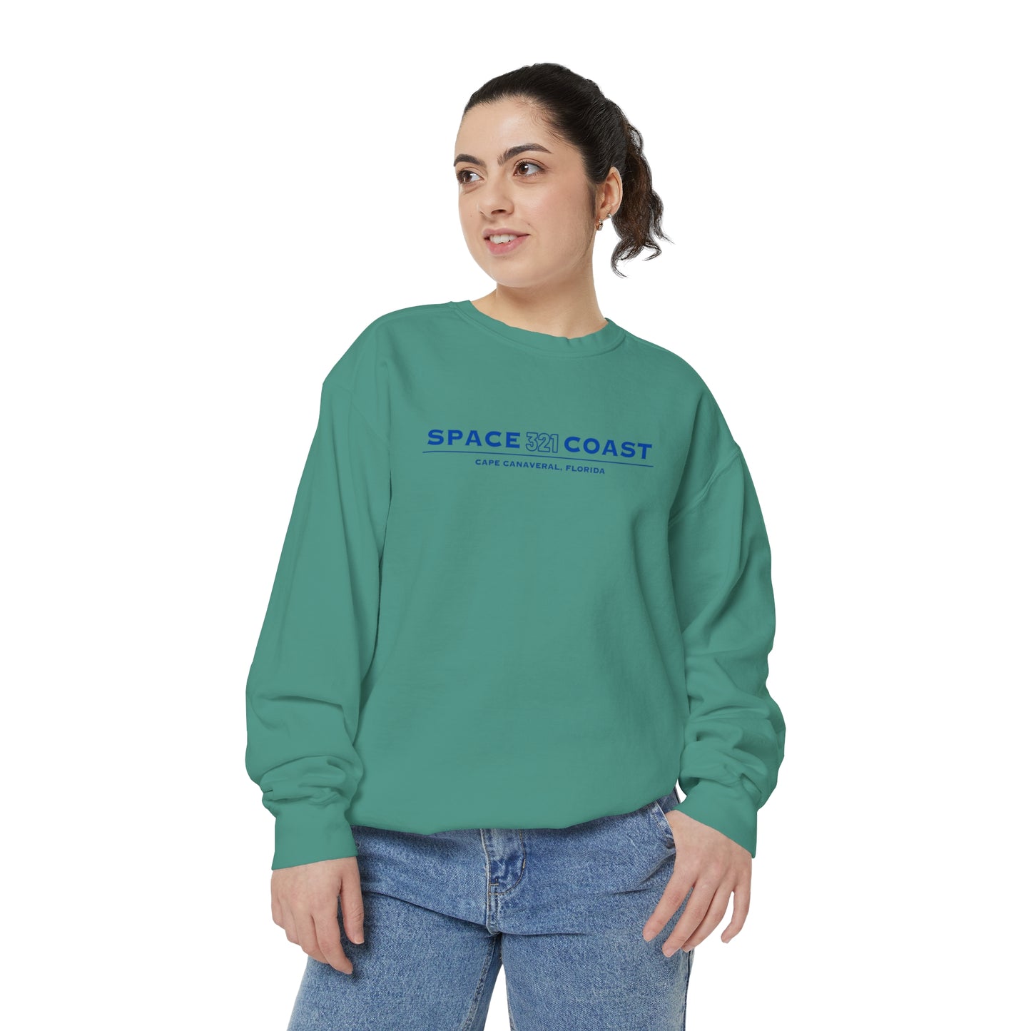 Space Coast 321 Unisex Garment-Dyed Sweatshirt Navy