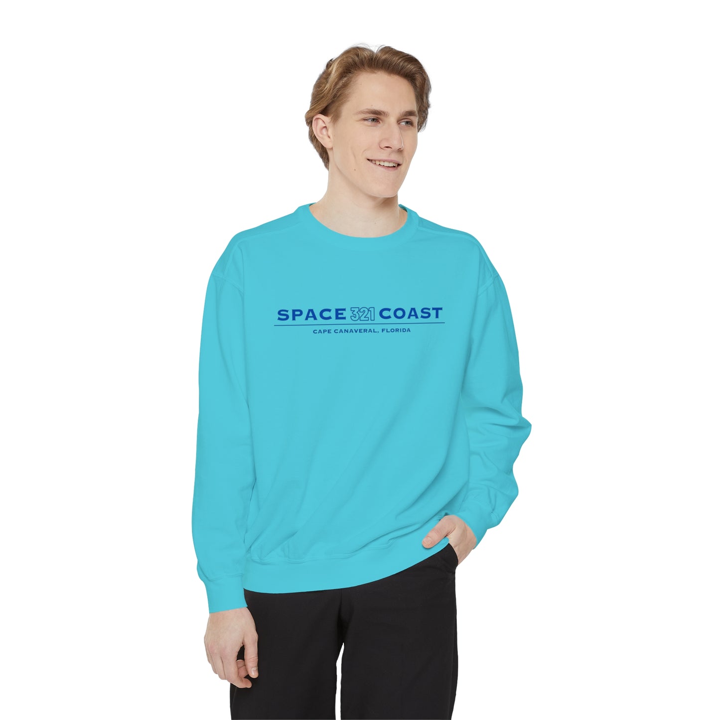 Space Coast 321 Unisex Garment-Dyed Sweatshirt Navy