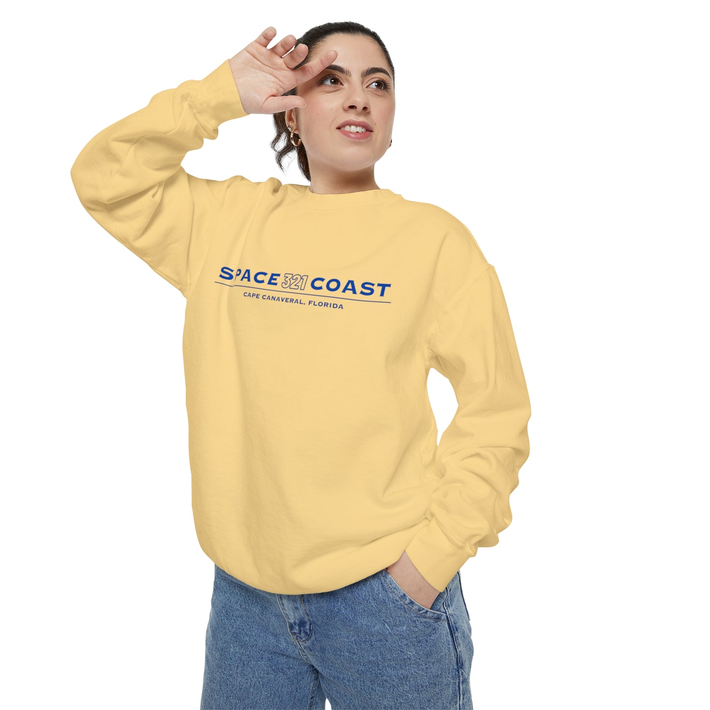 Space Coast 321 Unisex Garment-Dyed Sweatshirt Navy