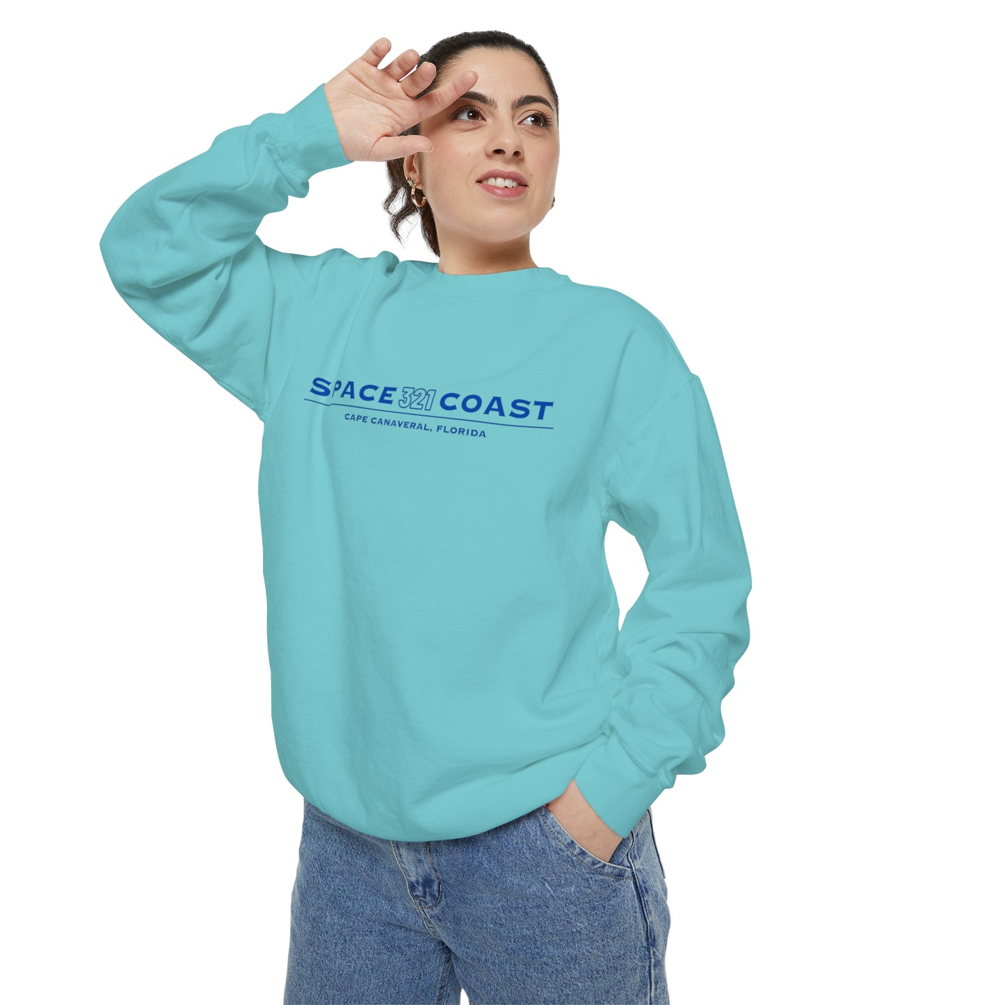 Space Coast 321 Unisex Garment-Dyed Sweatshirt Navy