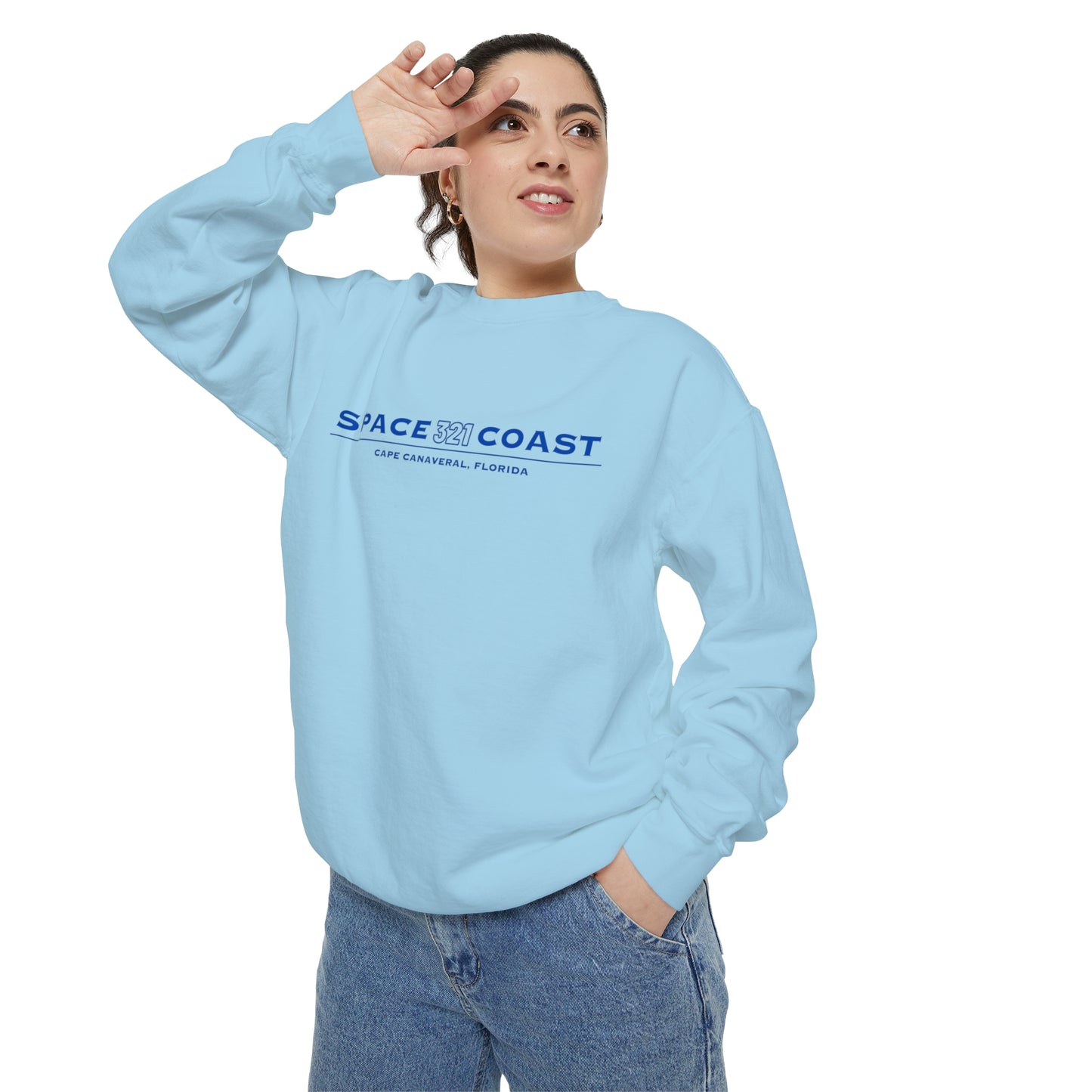 Space Coast 321 Unisex Garment-Dyed Sweatshirt Navy