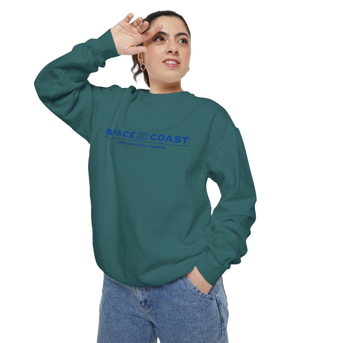 Space Coast 321 Unisex Garment-Dyed Sweatshirt Navy