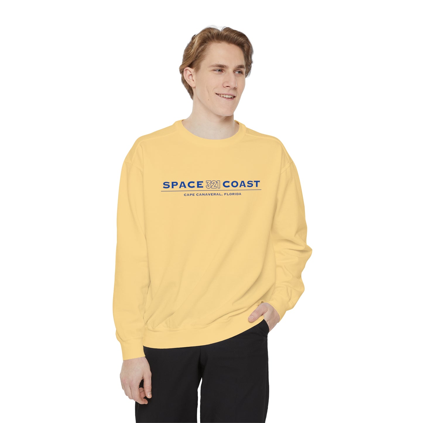 Space Coast 321 Unisex Garment-Dyed Sweatshirt Navy