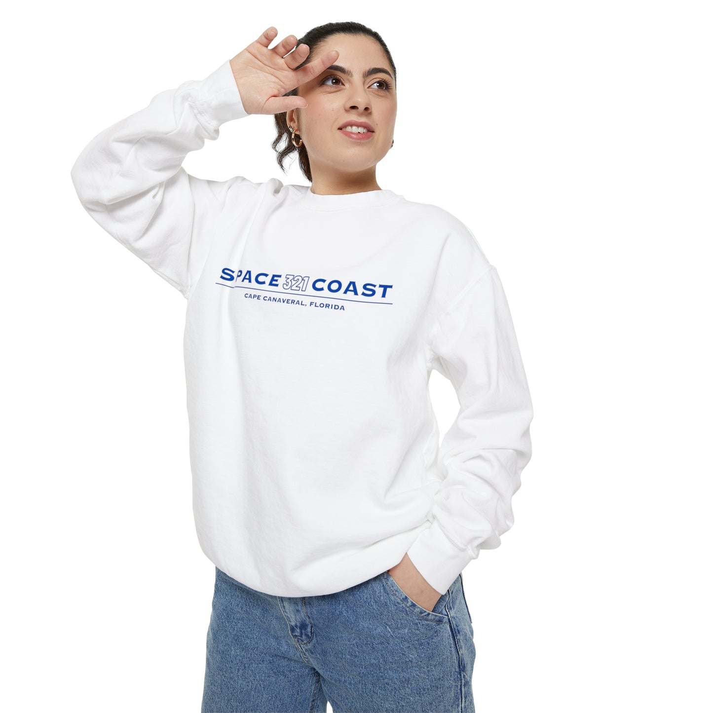 Space Coast 321 Unisex Garment-Dyed Sweatshirt Navy