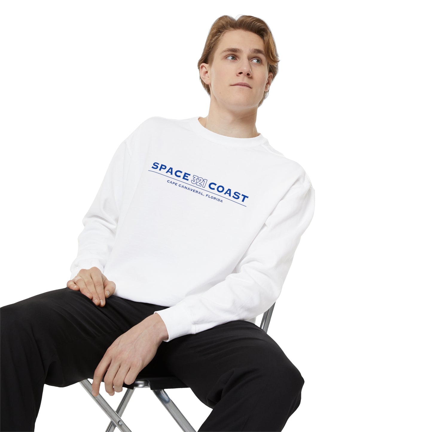 Space Coast 321 Unisex Garment-Dyed Sweatshirt Navy