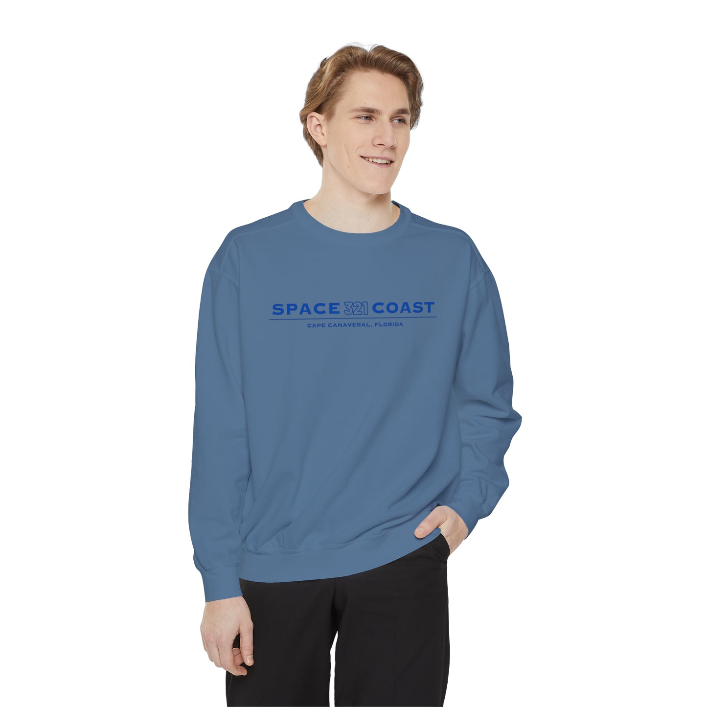 Space Coast 321 Unisex Garment-Dyed Sweatshirt Navy