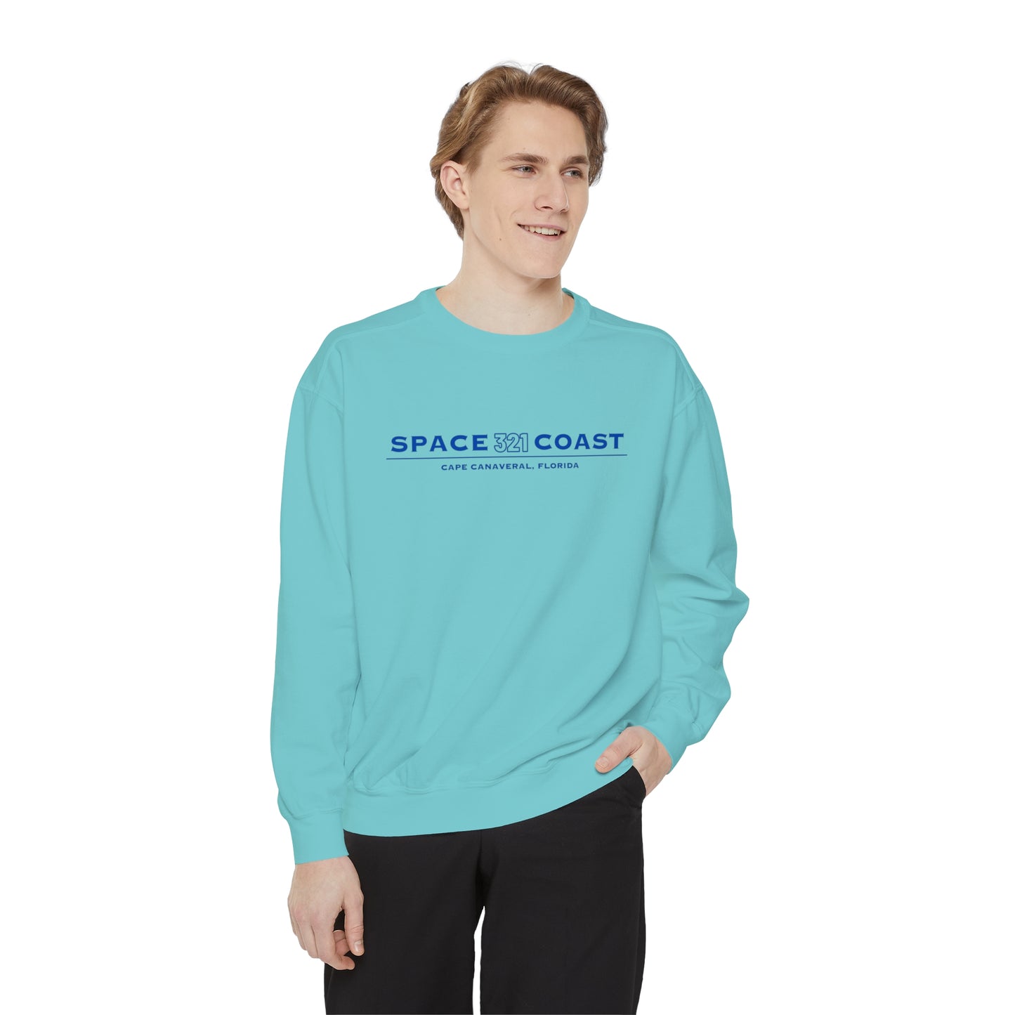 Space Coast 321 Unisex Garment-Dyed Sweatshirt Navy