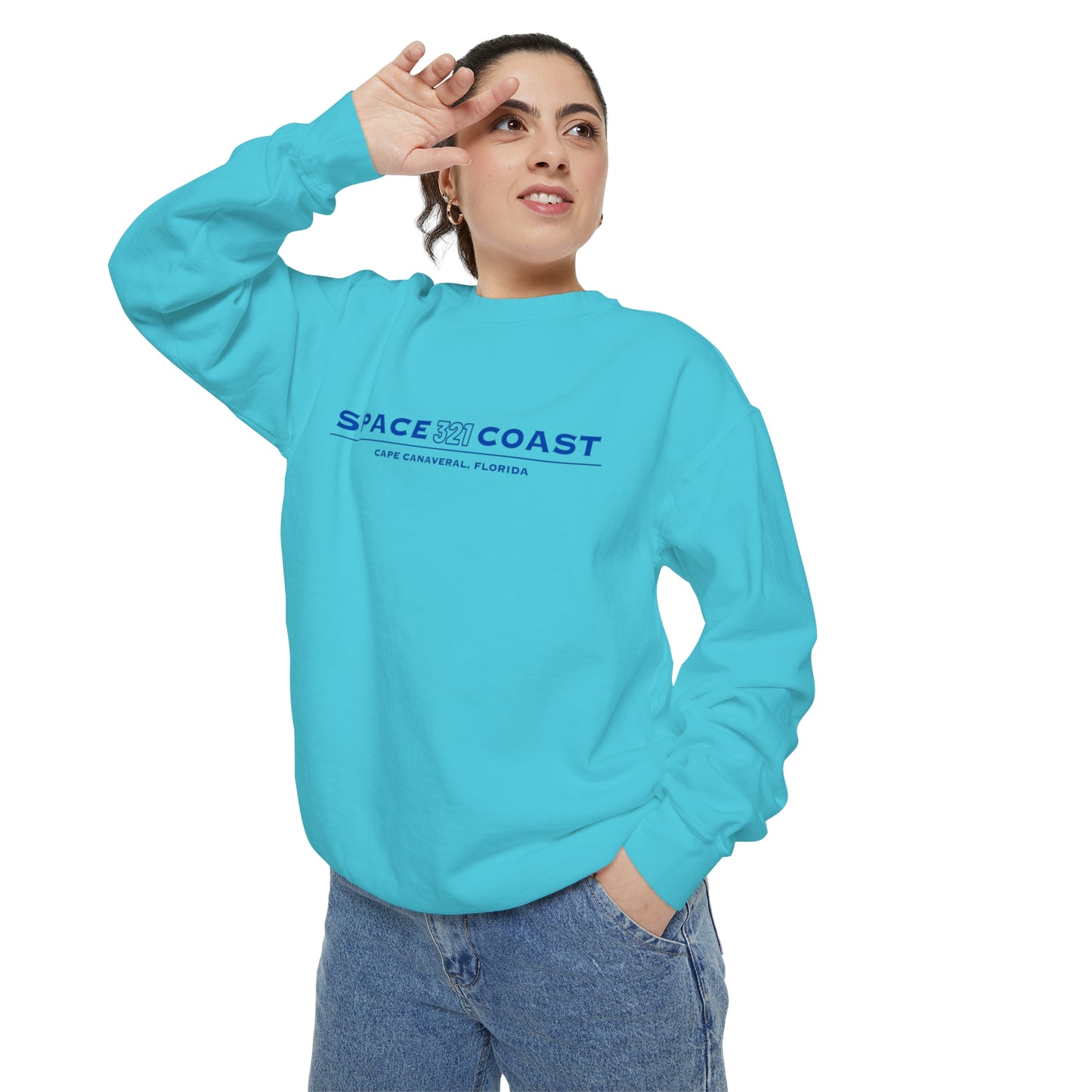 Space Coast 321 Unisex Garment-Dyed Sweatshirt Navy