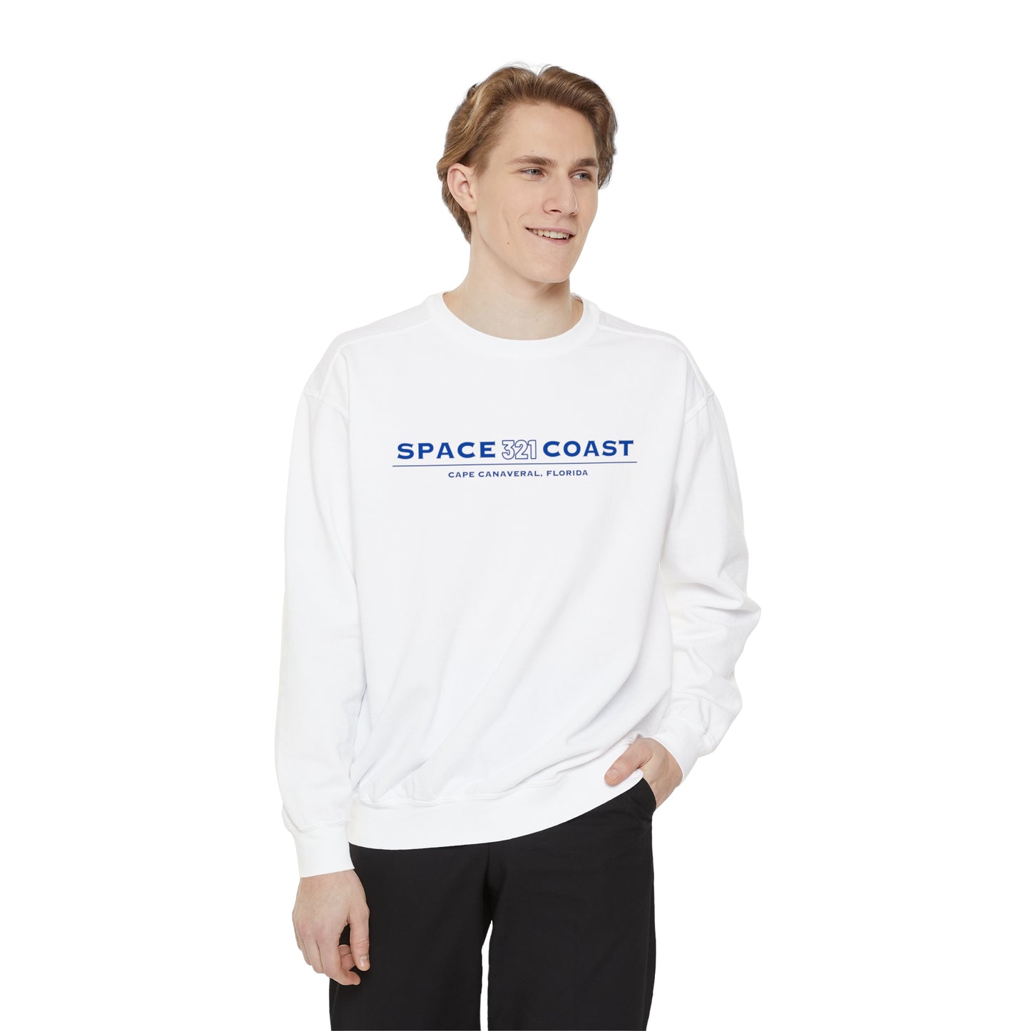 Space Coast 321 Unisex Garment-Dyed Sweatshirt Navy