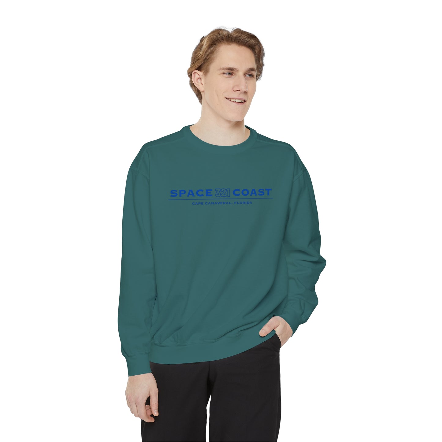 Space Coast 321 Unisex Garment-Dyed Sweatshirt Navy