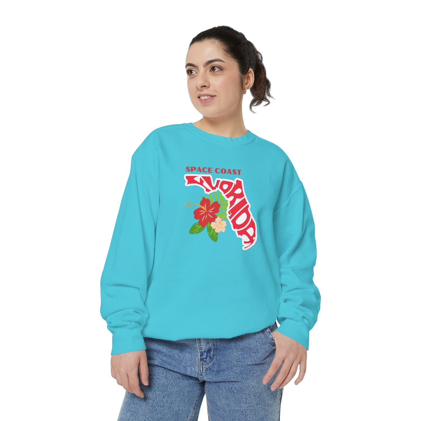 Space Coast Floral Unisex Garment-Dyed Sweatshirt