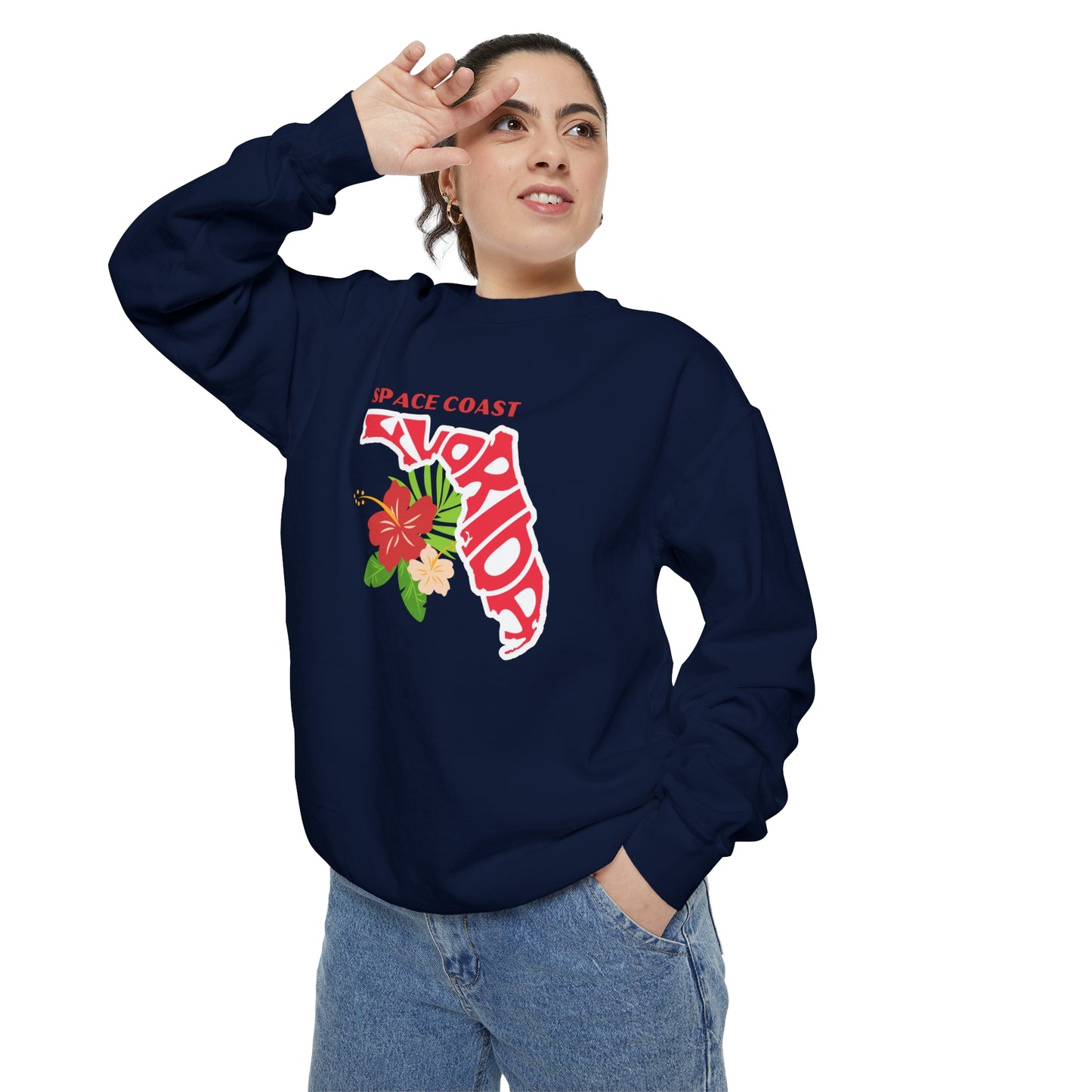 Space Coast Floral Unisex Garment-Dyed Sweatshirt