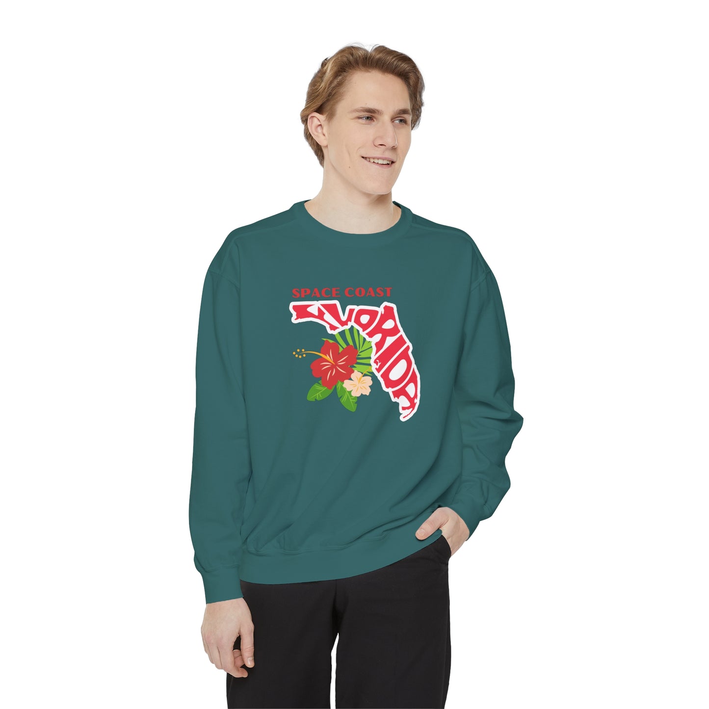 Space Coast Floral Unisex Garment-Dyed Sweatshirt