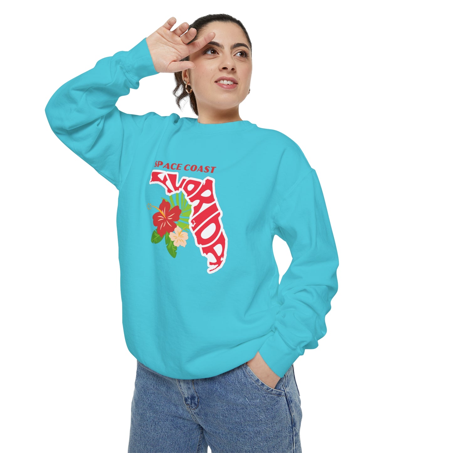 Space Coast Floral Unisex Garment-Dyed Sweatshirt