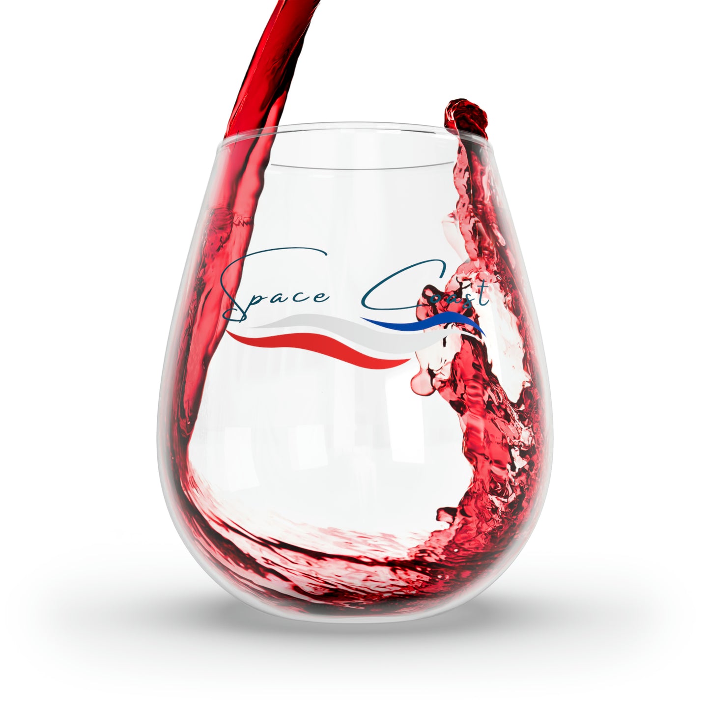 Space Coast Red, white and Blue Stemless Wine Glass, 11.75oz