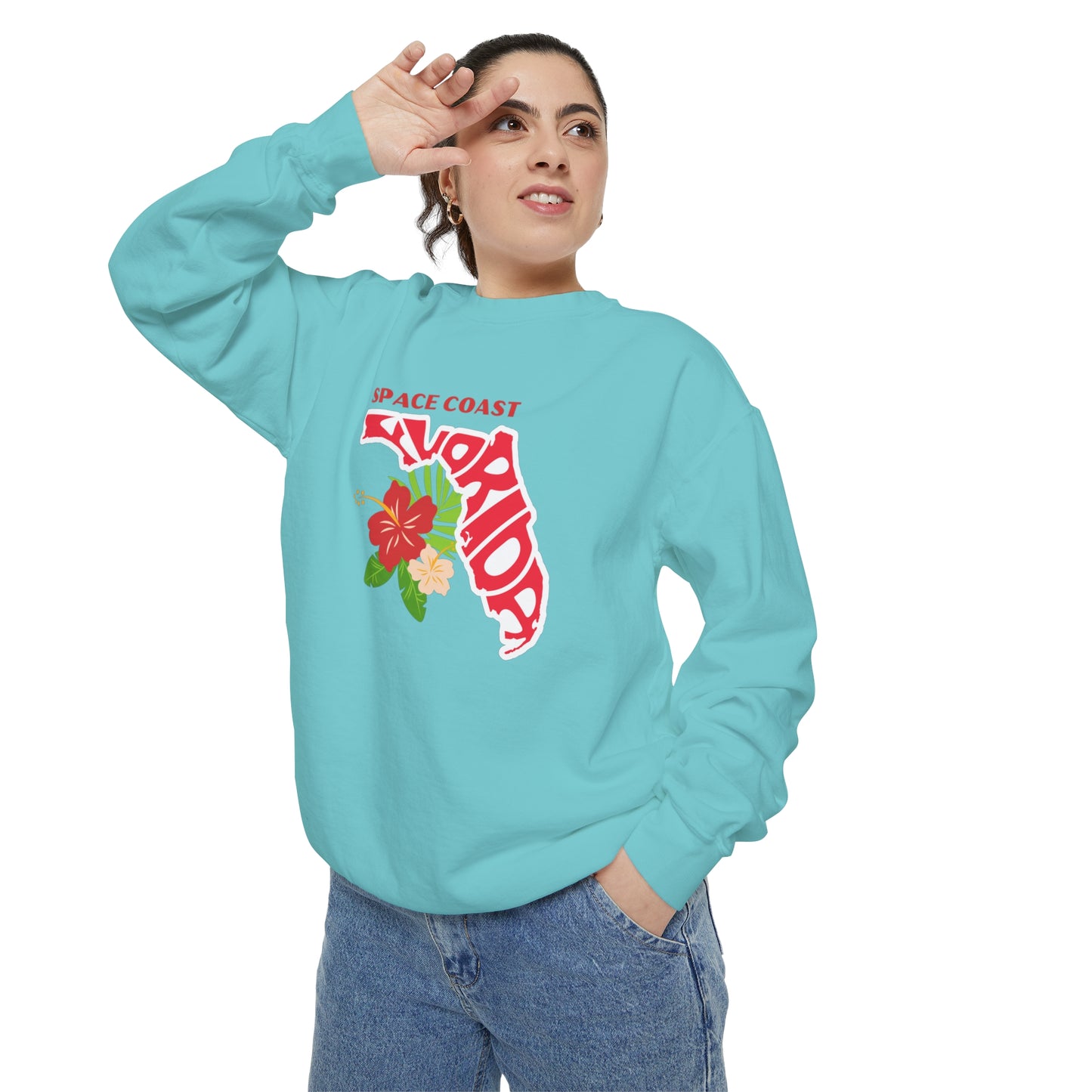 Space Coast Floral Unisex Garment-Dyed Sweatshirt