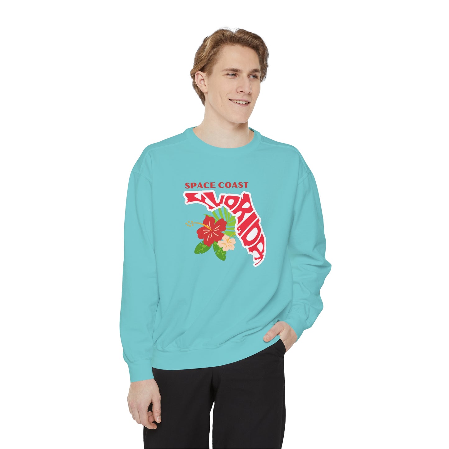 Space Coast Floral Unisex Garment-Dyed Sweatshirt