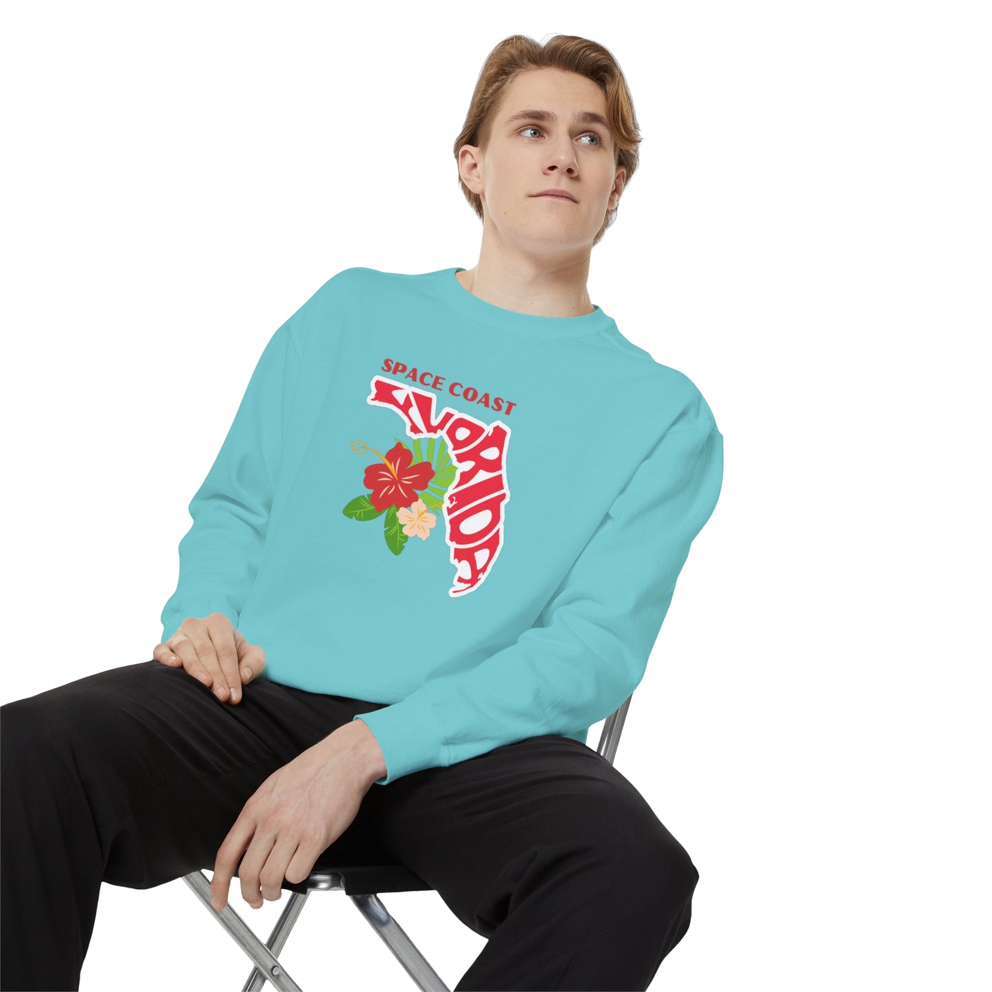 Space Coast Floral Unisex Garment-Dyed Sweatshirt