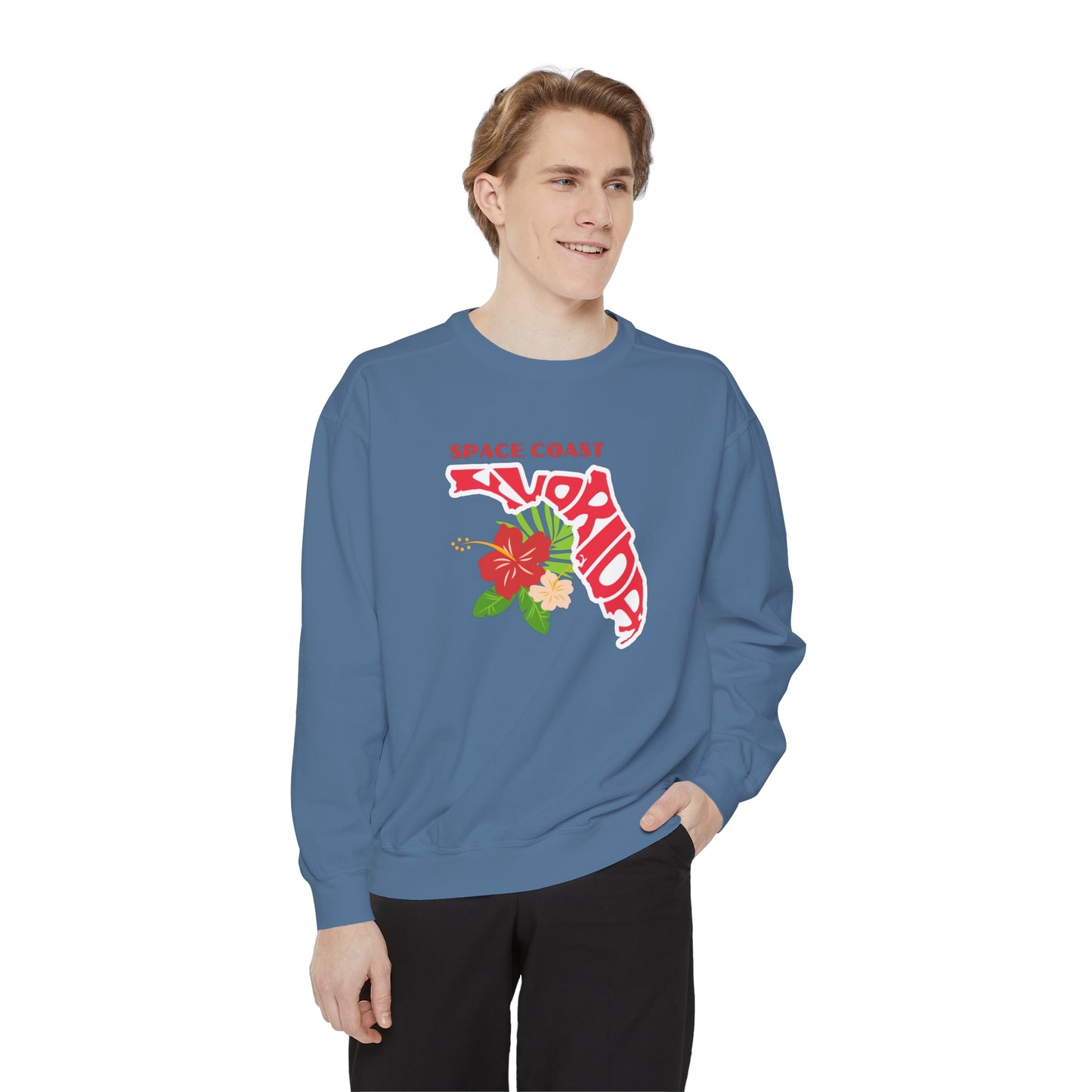 Space Coast Floral Unisex Garment-Dyed Sweatshirt