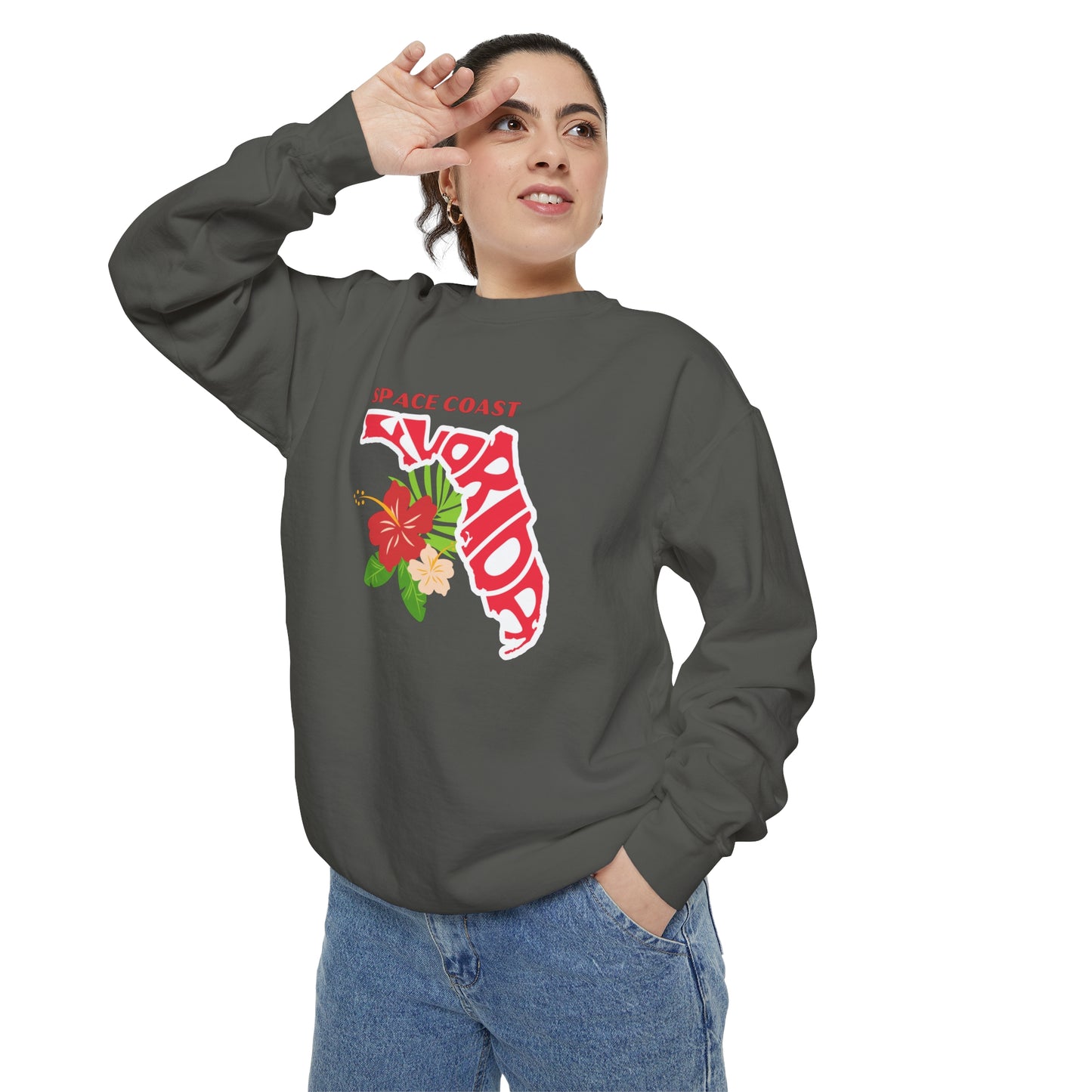 Space Coast Floral Unisex Garment-Dyed Sweatshirt