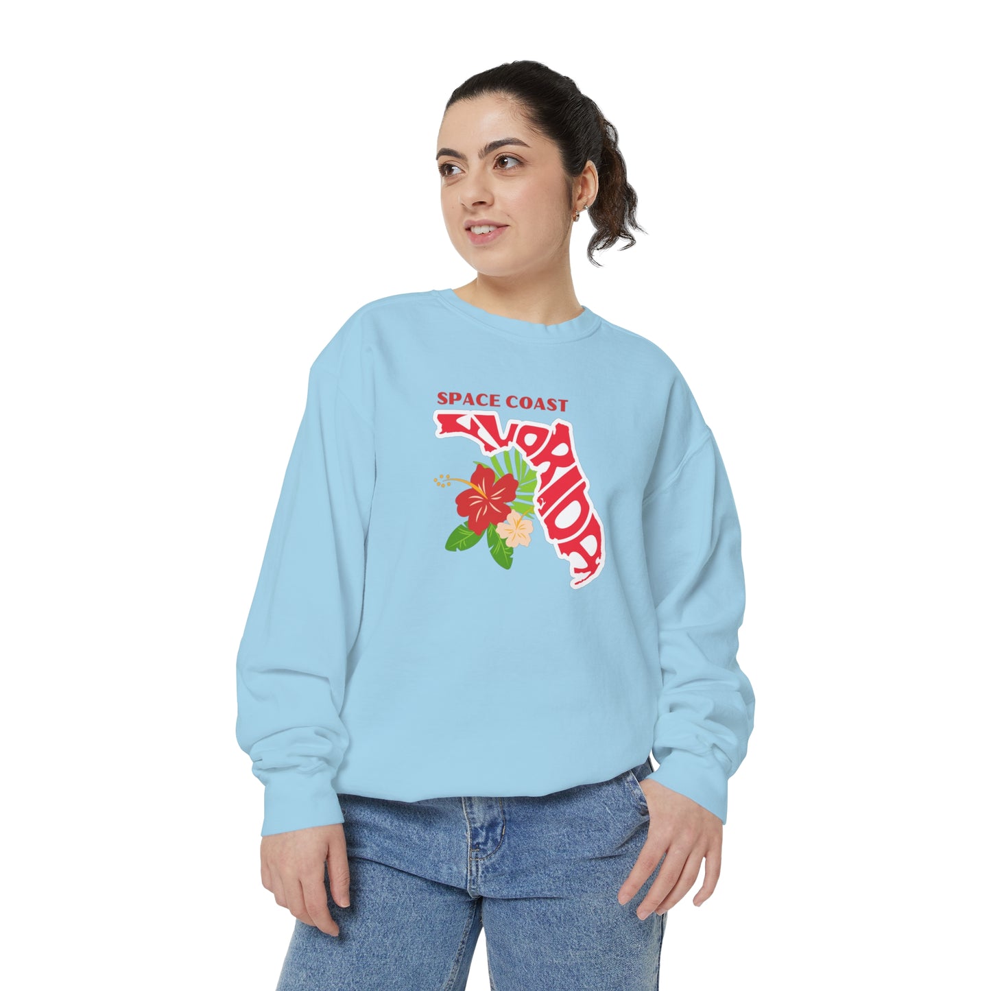 Space Coast Floral Unisex Garment-Dyed Sweatshirt