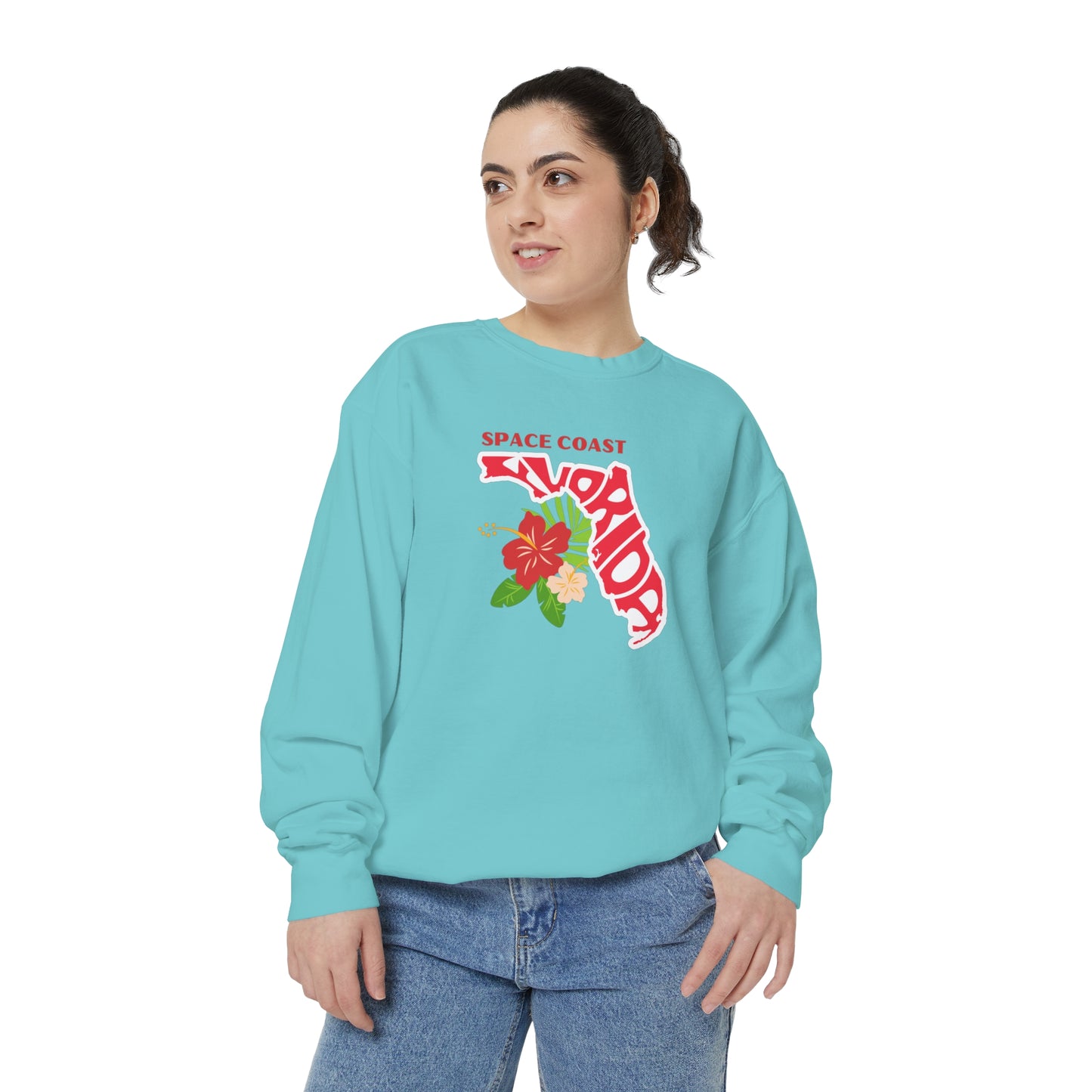 Space Coast Floral Unisex Garment-Dyed Sweatshirt