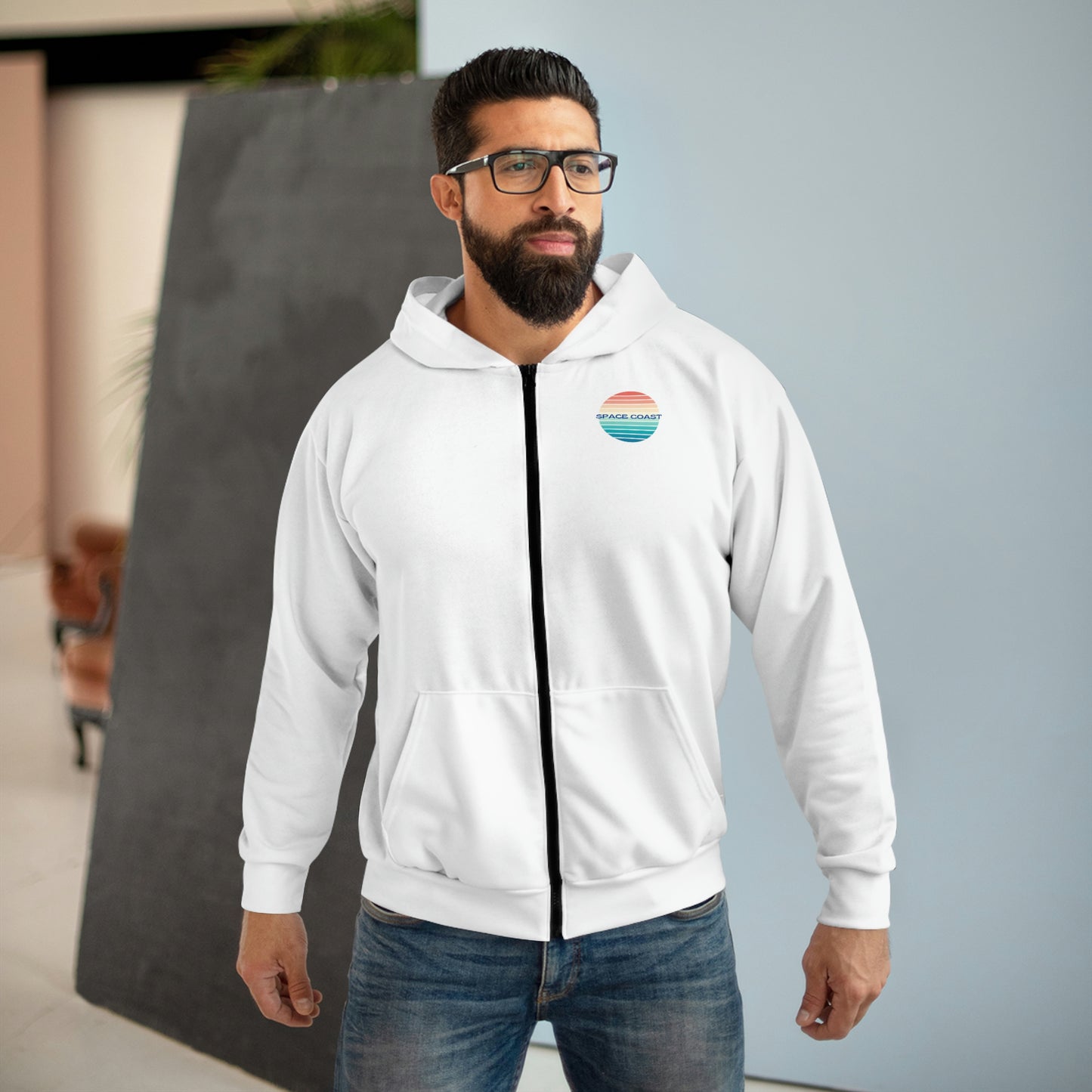 Space Coast Retro Unisex Zip Hoodie