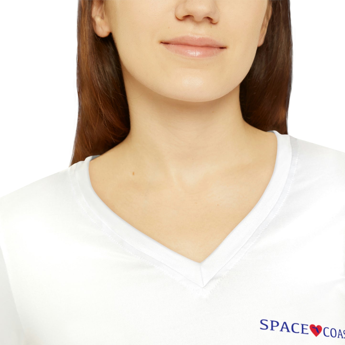 Space Coast Love Women's Long Sleeve V-neck Shirt (AOP)