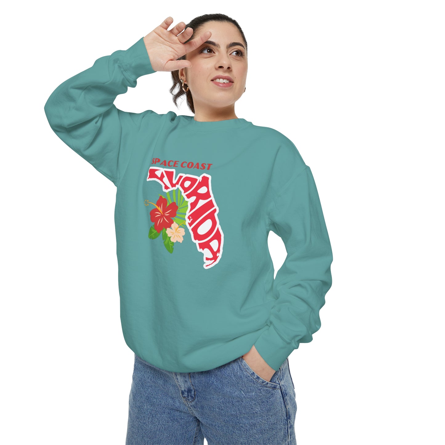 Space Coast Floral Unisex Garment-Dyed Sweatshirt