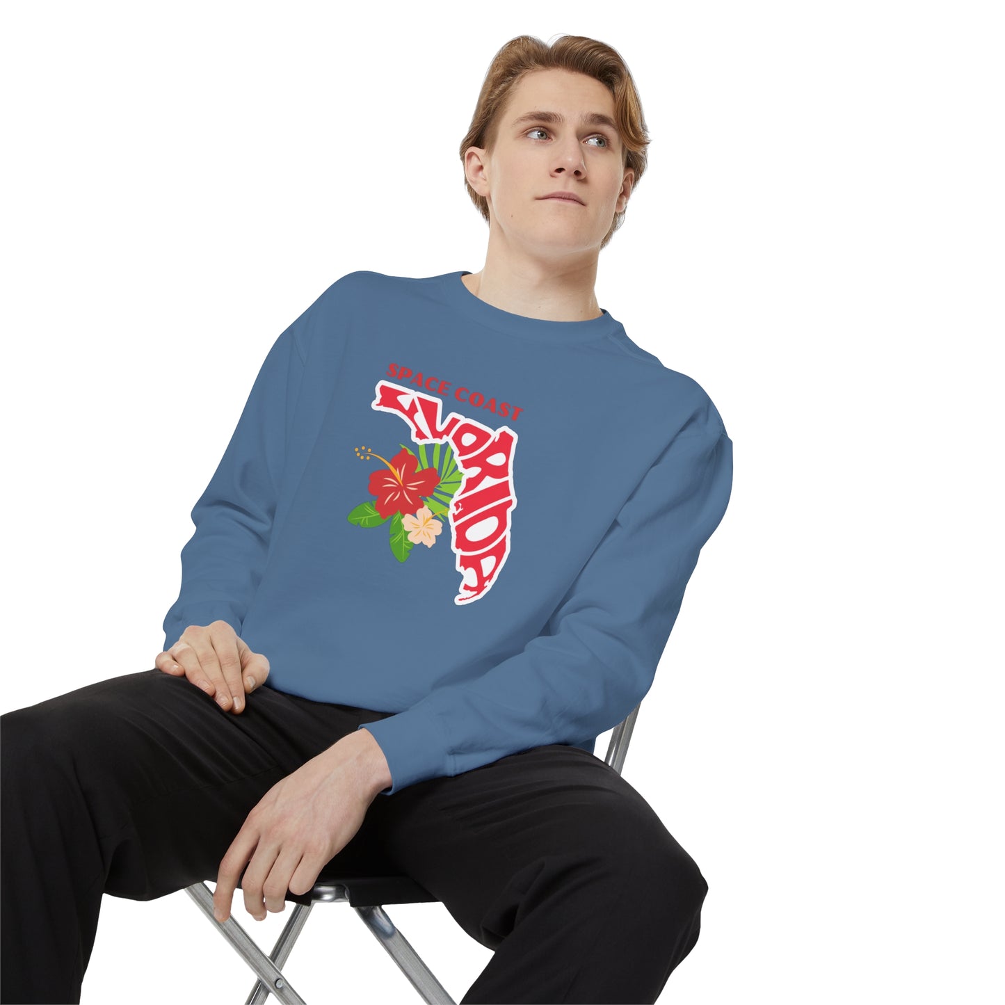 Space Coast Floral Unisex Garment-Dyed Sweatshirt