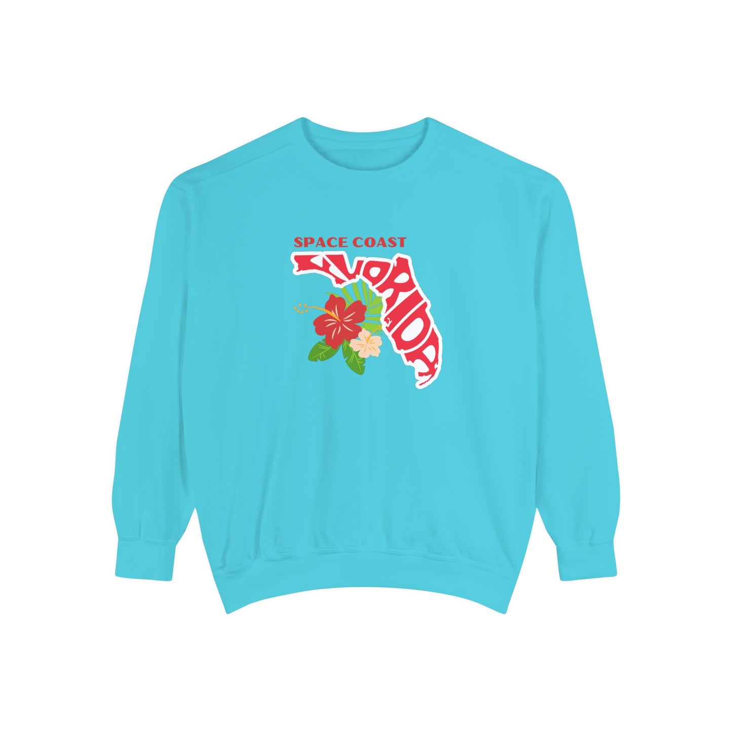 Space Coast Floral Unisex Garment-Dyed Sweatshirt