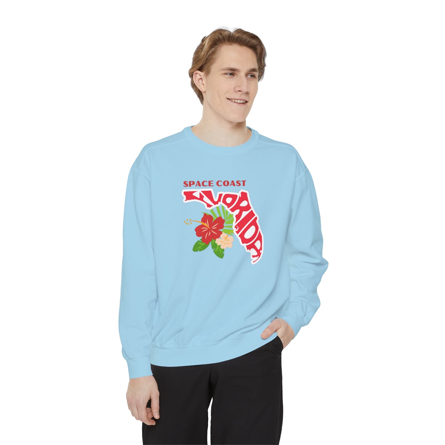 Space Coast Floral Unisex Garment-Dyed Sweatshirt