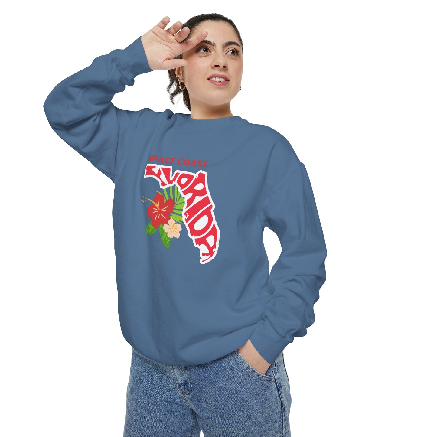 Space Coast Floral Unisex Garment-Dyed Sweatshirt