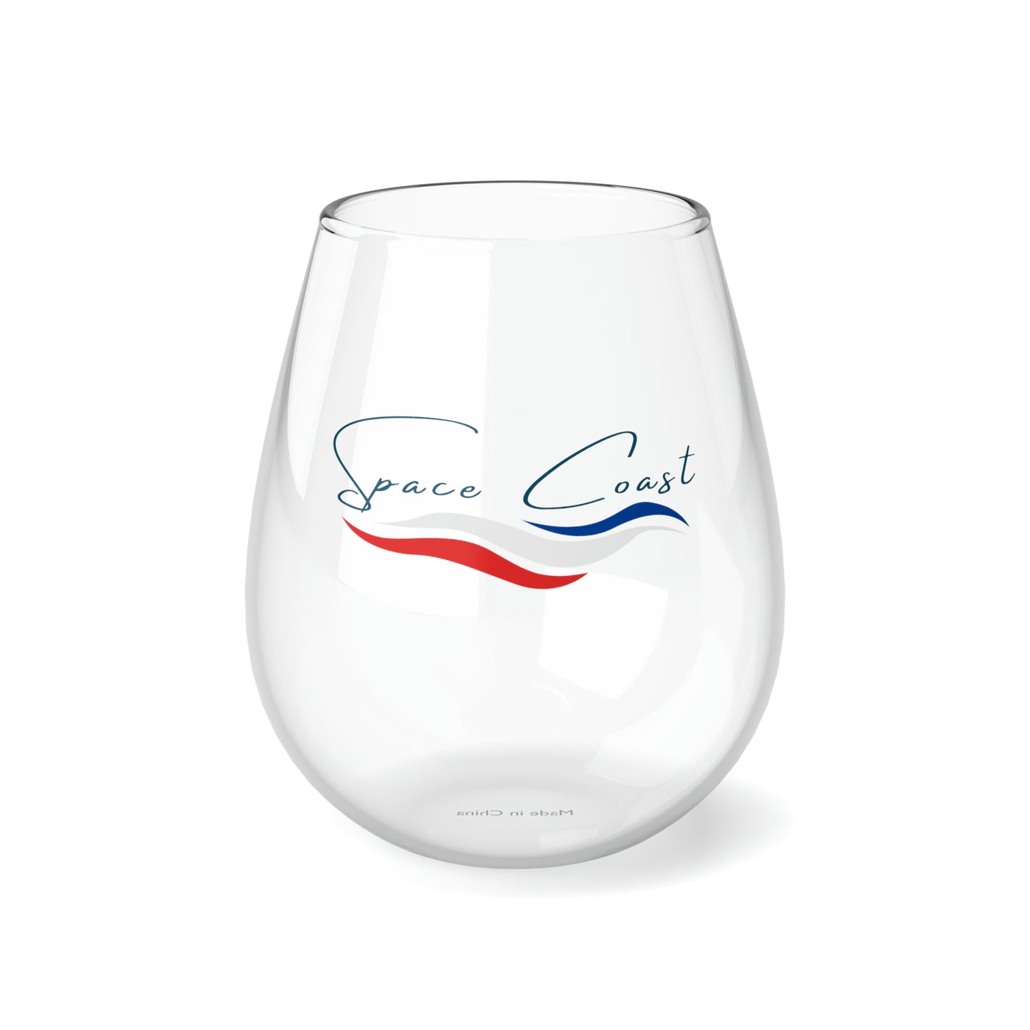 Space Coast Red, white and Blue Stemless Wine Glass, 11.75oz