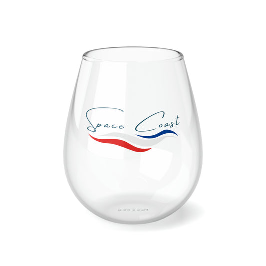 Space Coast Red, white and Blue Stemless Wine Glass, 11.75oz