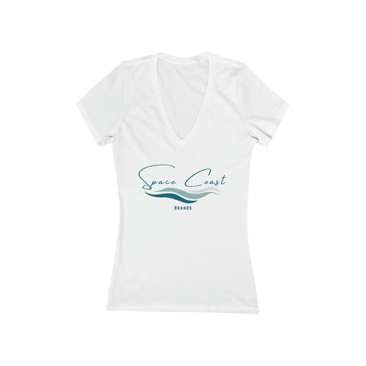 Space Coast Brand Women's Jersey Short Sleeve Deep V-Neck Tee