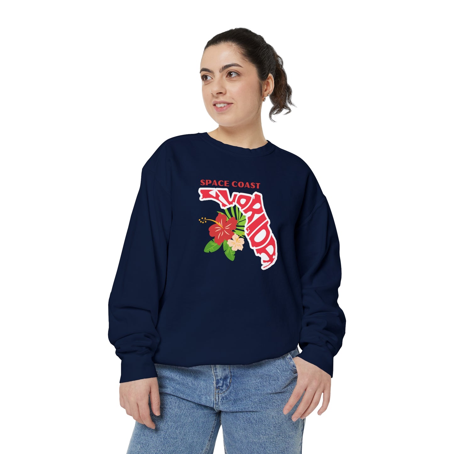 Space Coast Floral Unisex Garment-Dyed Sweatshirt