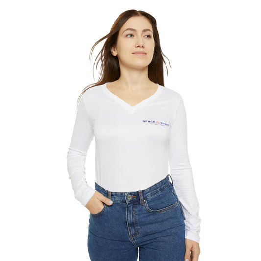 Space Coast 321 Women's Long Sleeve V-neck Shirt (AOP)