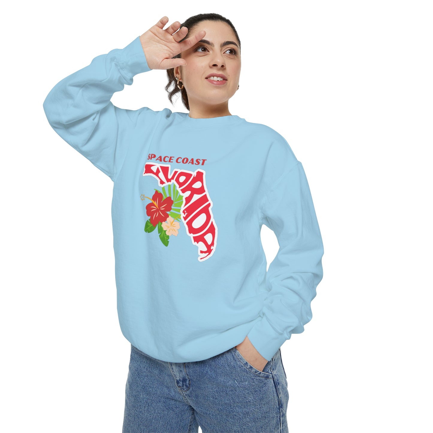 Space Coast Floral Unisex Garment-Dyed Sweatshirt