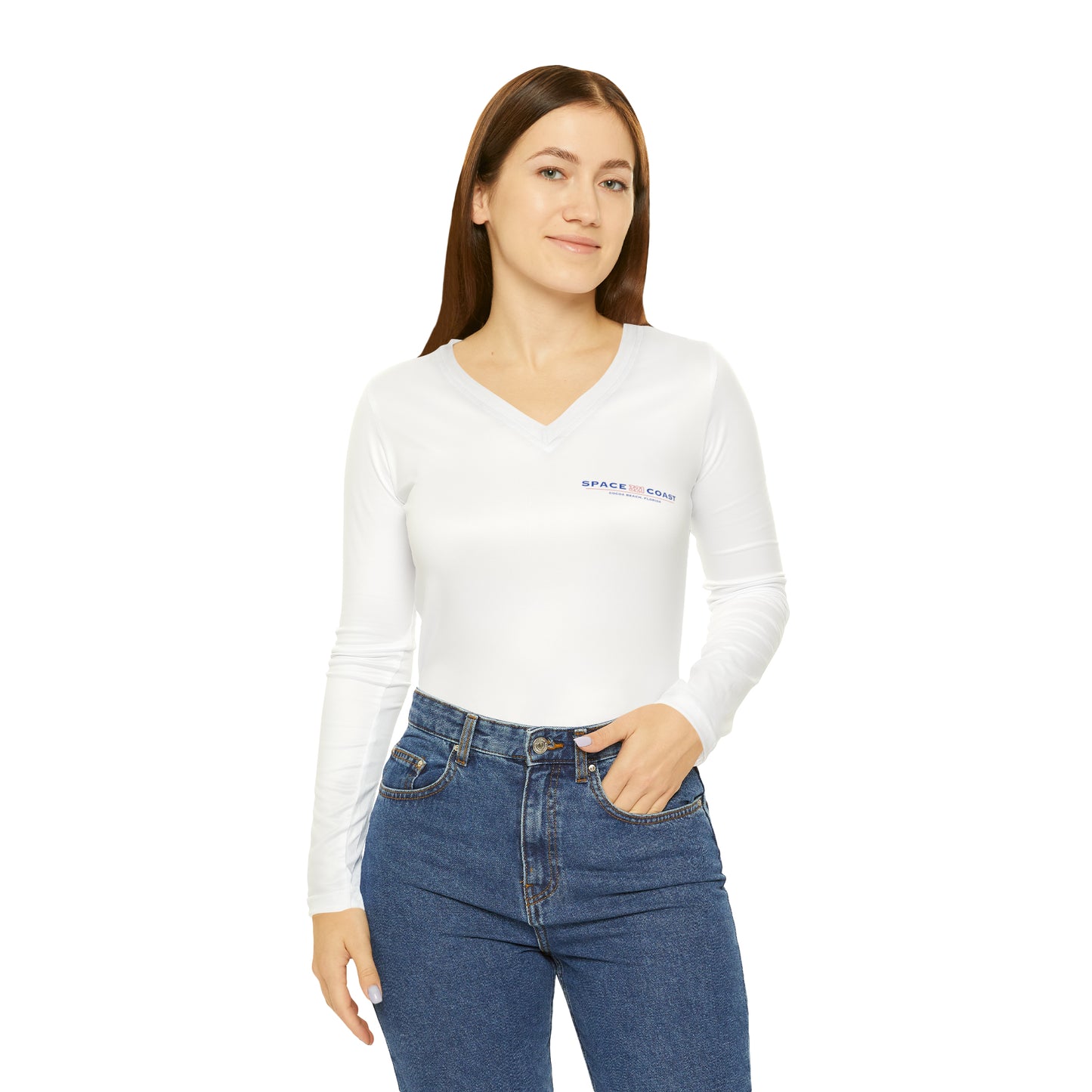 Space Coast 321 Women's Long Sleeve V-neck Shirt (AOP)