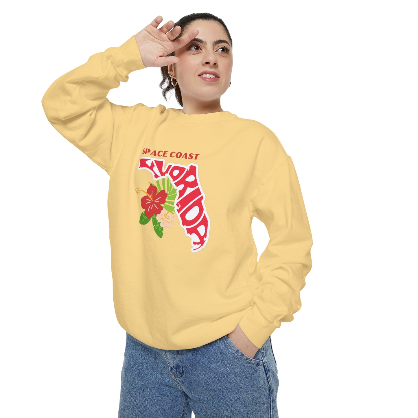 Space Coast Floral Unisex Garment-Dyed Sweatshirt