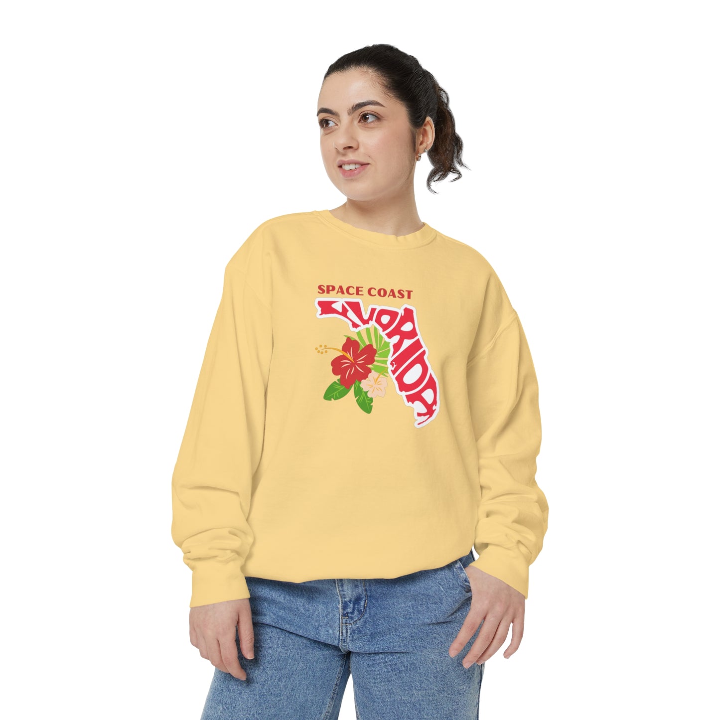 Space Coast Floral Unisex Garment-Dyed Sweatshirt