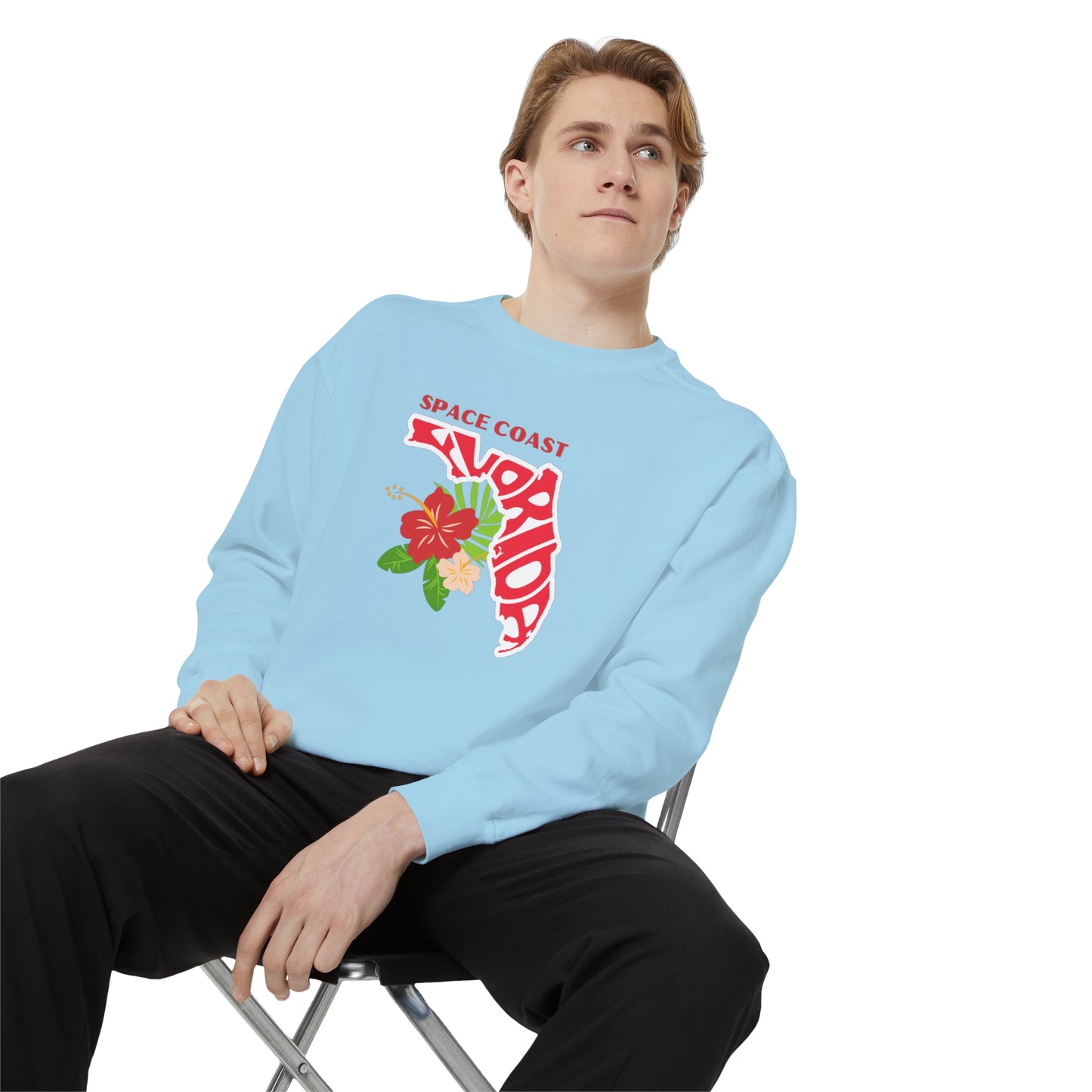 Space Coast Floral Unisex Garment-Dyed Sweatshirt