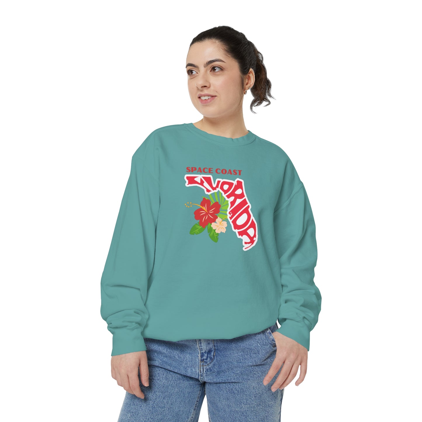 Space Coast Floral Unisex Garment-Dyed Sweatshirt