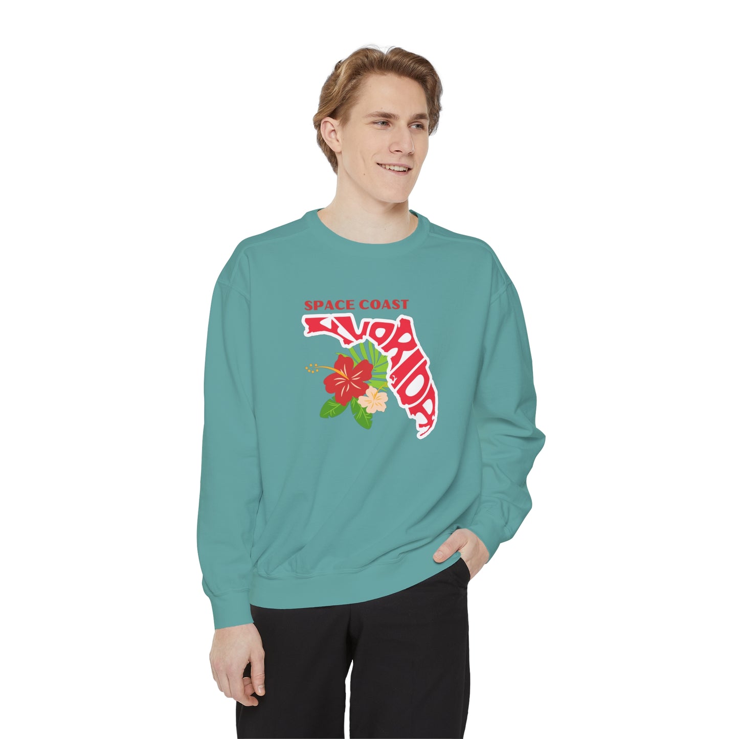 Space Coast Floral Unisex Garment-Dyed Sweatshirt