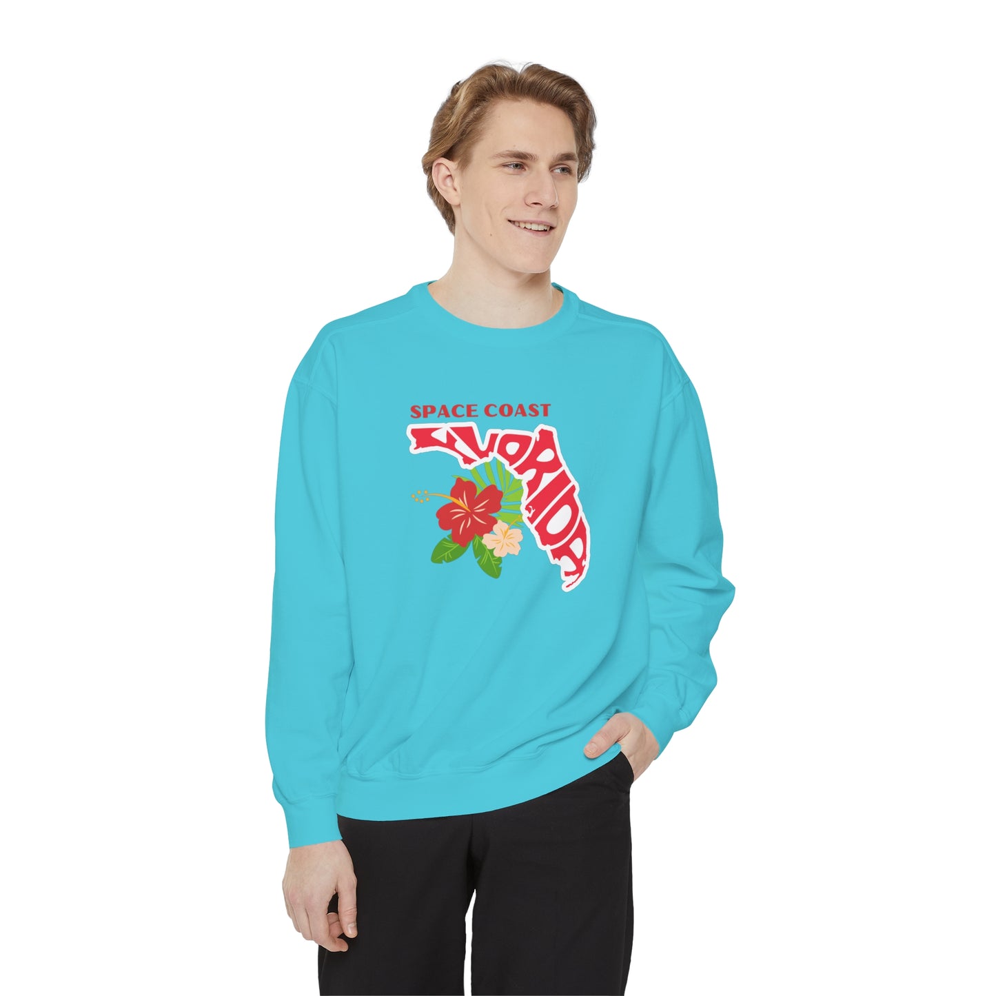 Space Coast Floral Unisex Garment-Dyed Sweatshirt