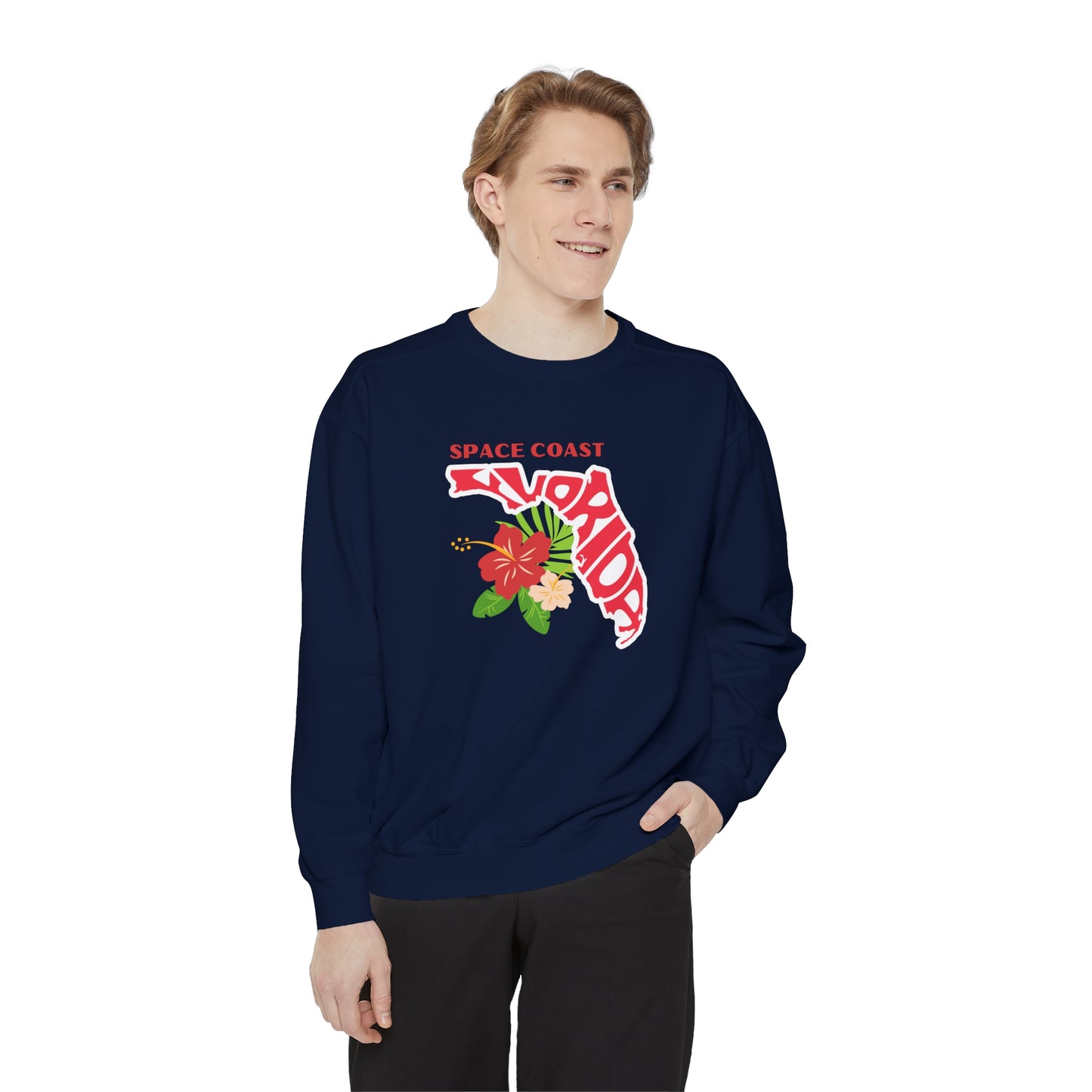 Space Coast Floral Unisex Garment-Dyed Sweatshirt