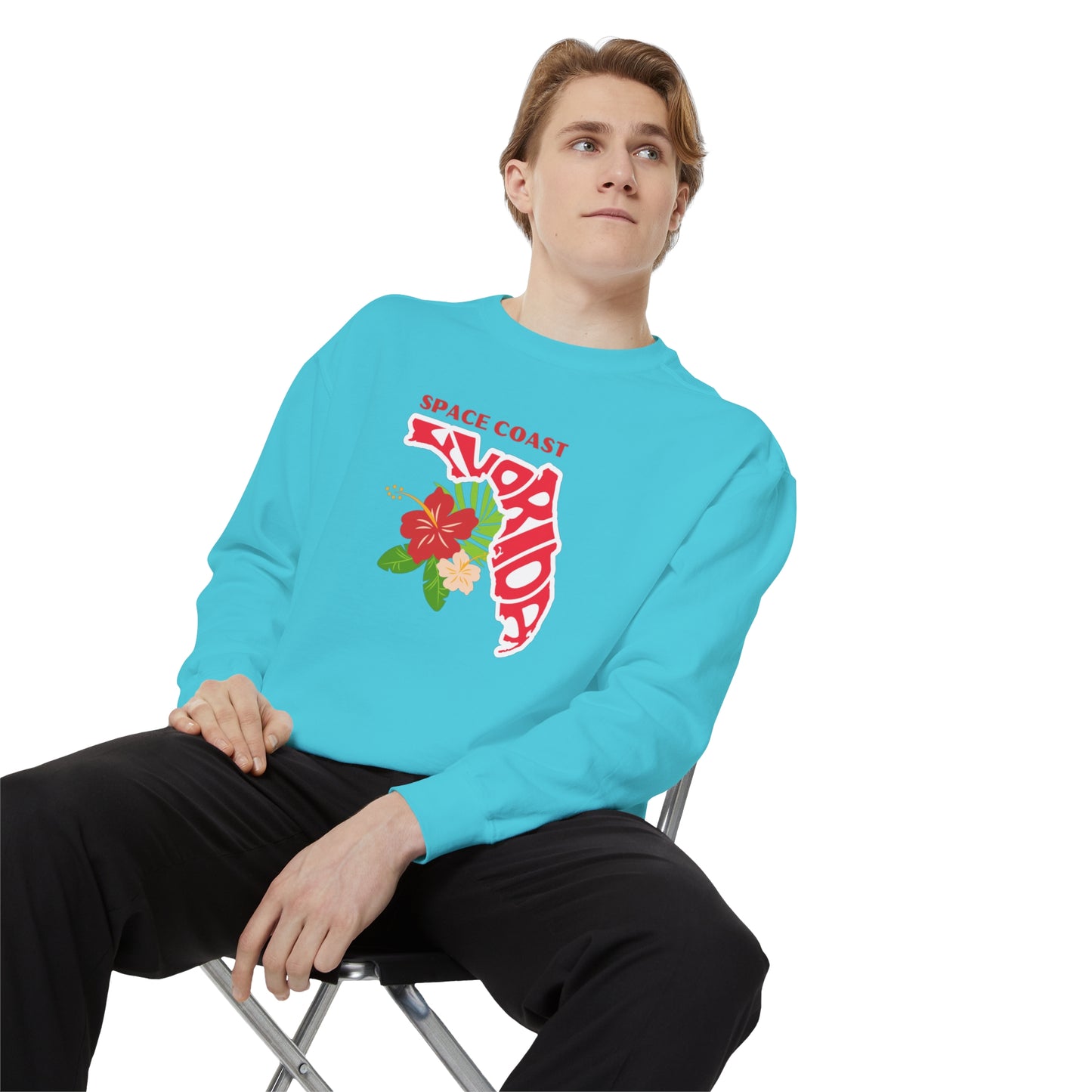 Space Coast Floral Unisex Garment-Dyed Sweatshirt